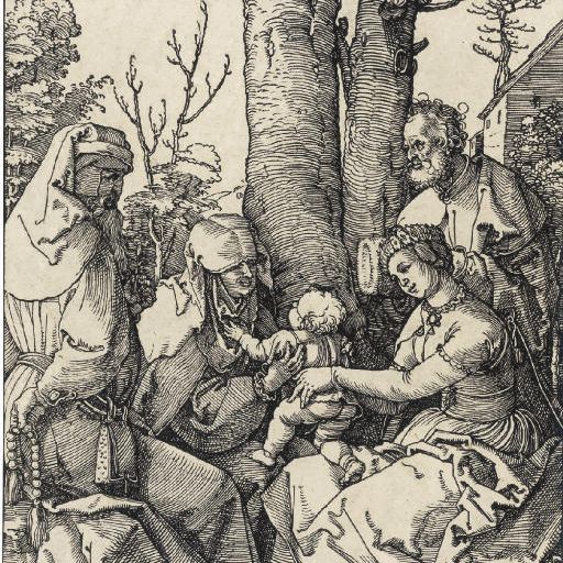 Albrecht Dürer — Святое семейство с Иоакимом и Анной под деревом (ч. 96; М., Зал. 215; С.М.С. 226)