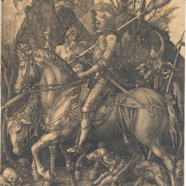 Albrecht Dürer — Рыцарь, Смерть и Дьявол (Барч, 98; Медер, Холстейн, 74; Шох, Менде и Шербаум, 69)