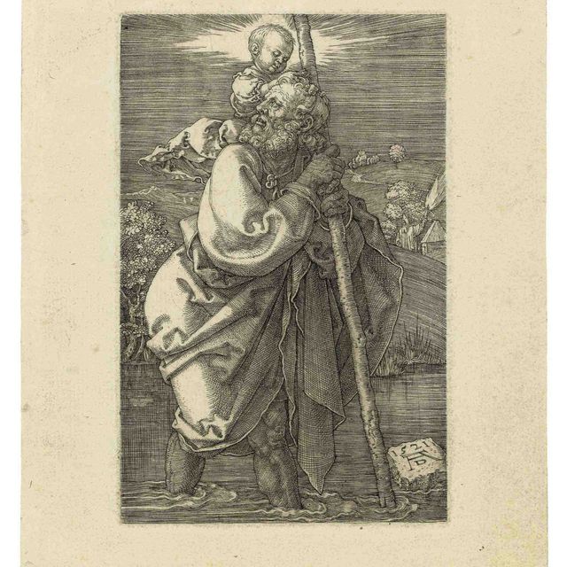 Albrecht Dürer — Святой Христофор, обращенный налево (Б. 51; М., Холл. 53; С.М.С. 93)