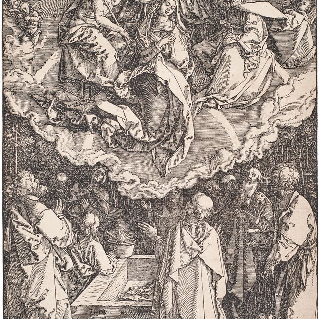 Albrecht Dürer — Успение и коронация Пресвятой Богородицы, из книги "Житие Пресвятой Богородицы"