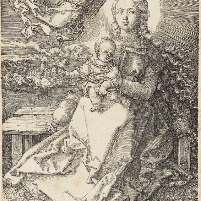 Albrecht Dürer — Дева и Младенец, увенчанные одним Ангелом