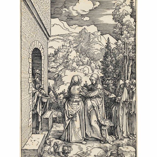 Albrecht Dürer — "Посещение", из жития Пресвятой Девы (стр. 84; М., Зал. 196)
