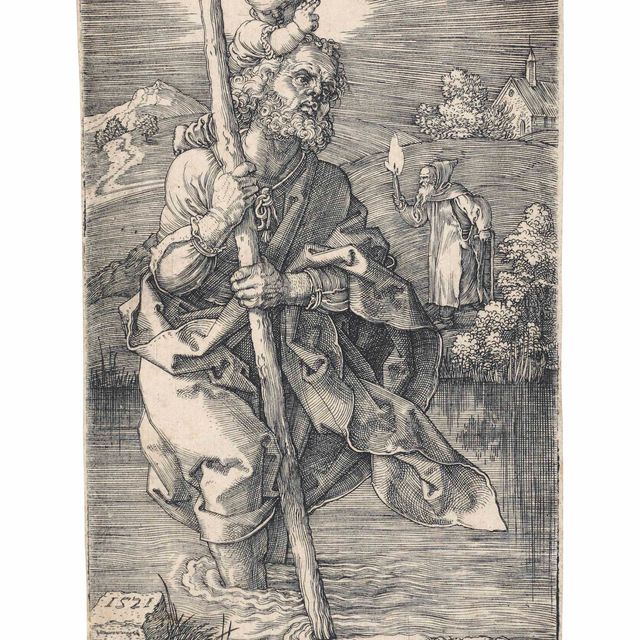 Albrecht Dürer — Святой Христофор, обращенный направо (Б., М., Хол. 52; С.М.С. 94)