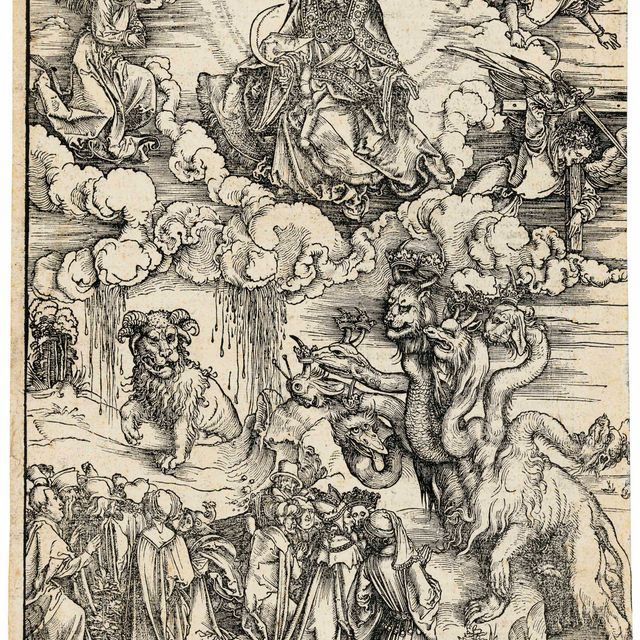 Albrecht Dürer — Зверь с двумя рогами, как у Агнца, из Апокалипсиса