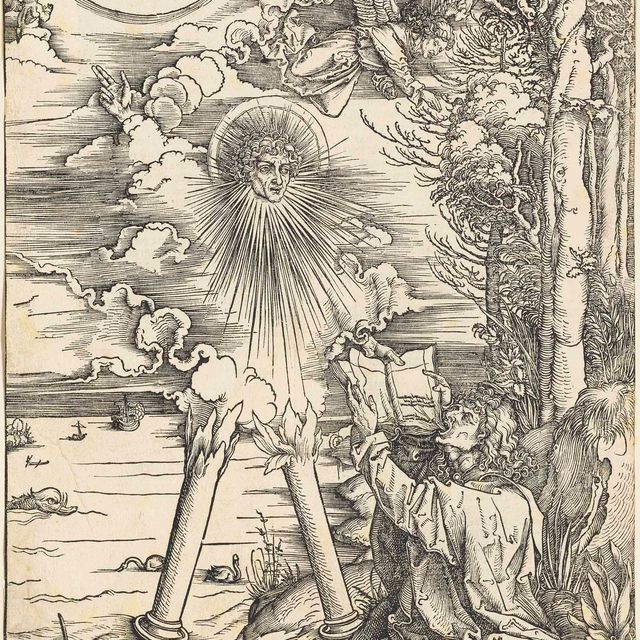 Albrecht Dürer — Святой Иоанн, пожирающий книгу, из "Апокалипсиса"