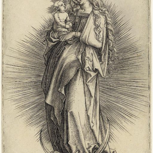 Albrecht Dürer — Богородица с младенцем на полумесяце (Б. 30; М., Зал. 29; С.М.С. 24)