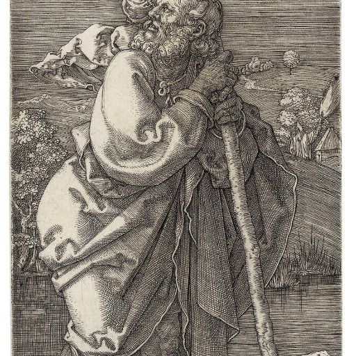 Albrecht Dürer — Святой Христофор, обращенный налево (Б. 51; М., Холл. 53; С.М.С. 93)