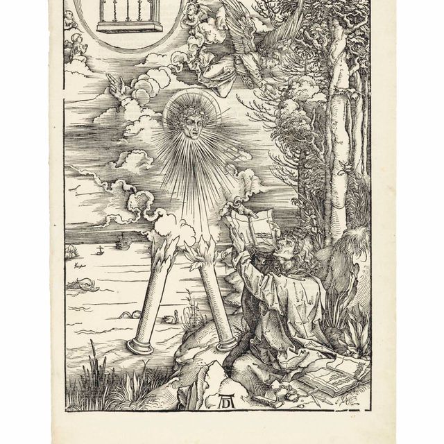 Albrecht Dürer — Святой Иоанн, пожирающий книгу, из "Апокалипсиса"