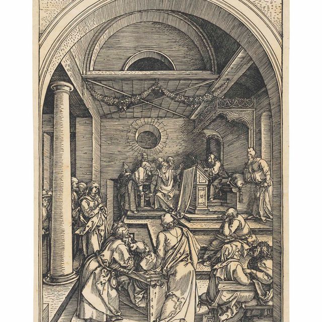 Albrecht Dürer — Христос среди врачей, из книги "Жизнь Пресвятой Девы"