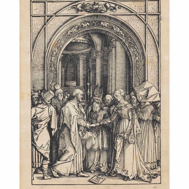 Albrecht Dürer — Обручение Пресвятой Девы, из книги "Жизнь Пресвятой Девы".