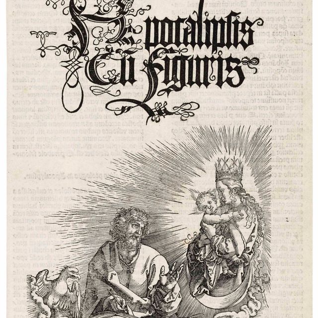 Albrecht Dürer — Дева Мария с Младенцем, являющиеся святому Иоанну, титульный лист книги "Апокалипсис"