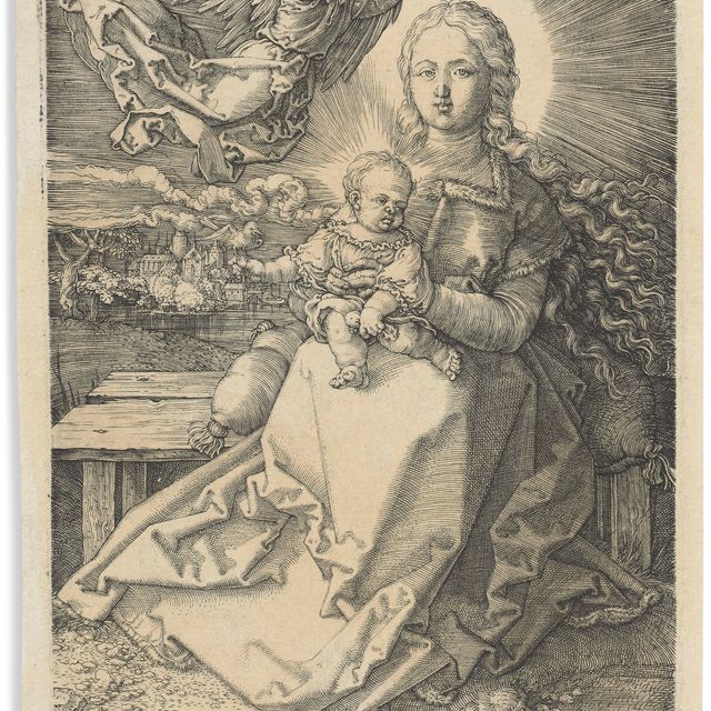 Albrecht Dürer — Дева и Младенец, увенчанные одним Ангелом