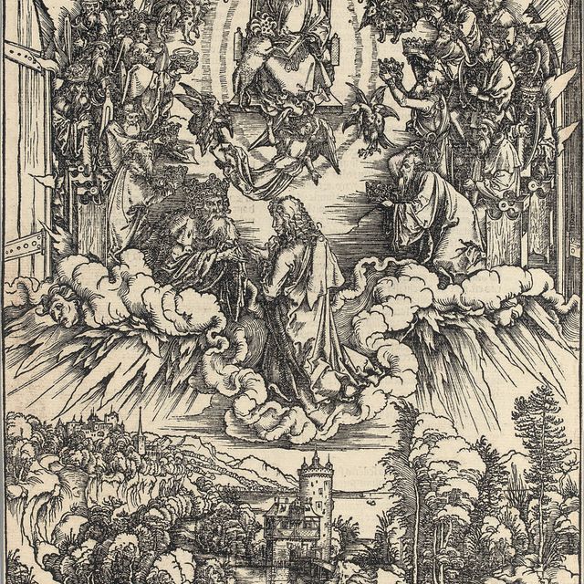 Albrecht Dürer — Святой Иоанн перед Богом и Старейшинами, из Апокалипсиса (Б. 63; М., гл. 166; С.М.С. 114)
