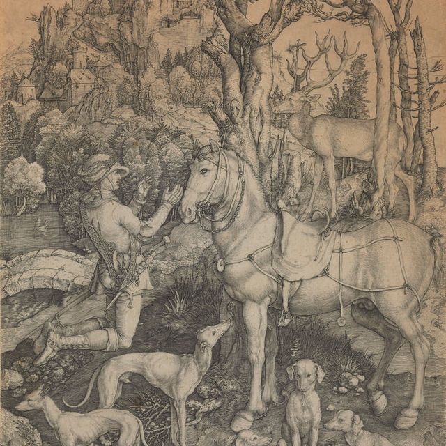 Albrecht Dürer — Сент-Юстас (Барч, 57; Медер и Холстейн, 60; Шох, Менде и Шербаум, 32)