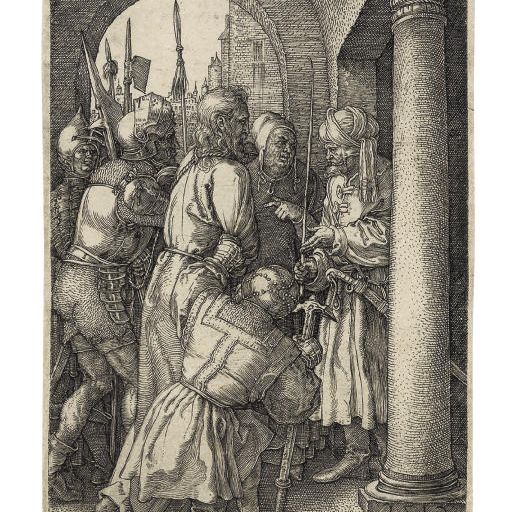 Albrecht Dürer — Христос перед Пилатом на гравюре "Страсти Господни" (Б., М., Зал. 7; С.М.С. 49)