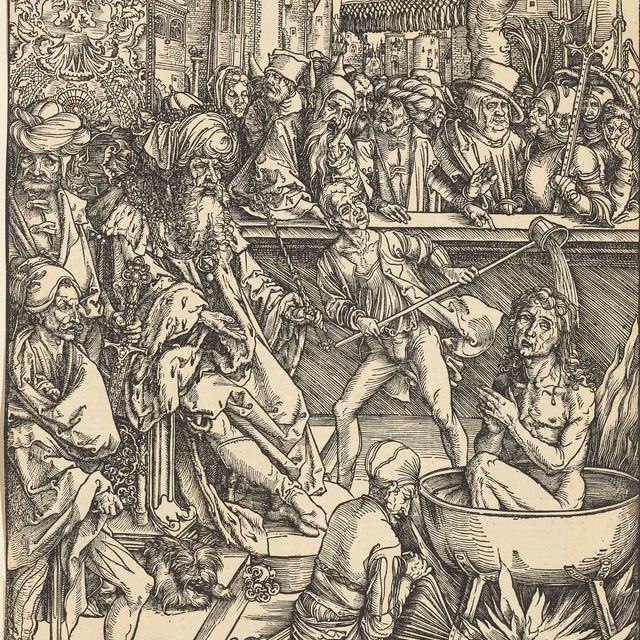 Albrecht Dürer — Мучения святого Иоанна Богослова, из книги "Апокалипсис"