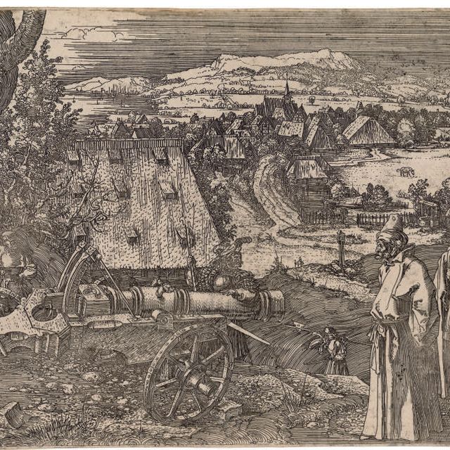 Albrecht Dürer — Пейзаж с пушкой (Б. 99; М., Зал. 96; С.М.С. 85)