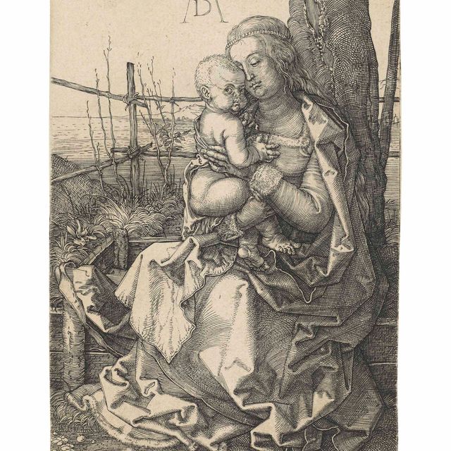 Albrecht Dürer — Богородица с Младенцем, сидящие у дерева
