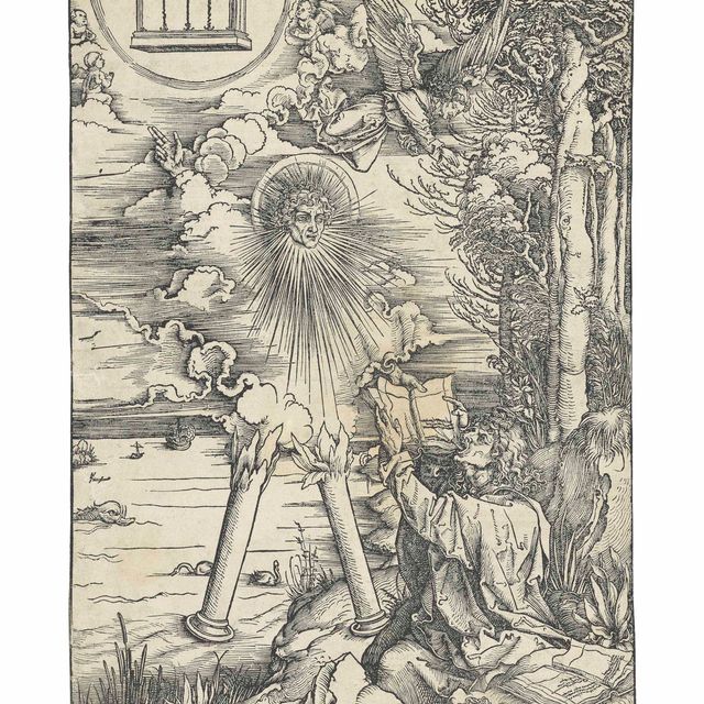 Albrecht Dürer — Святой Иоанн, пожирающий книгу, из "Апокалипсиса"