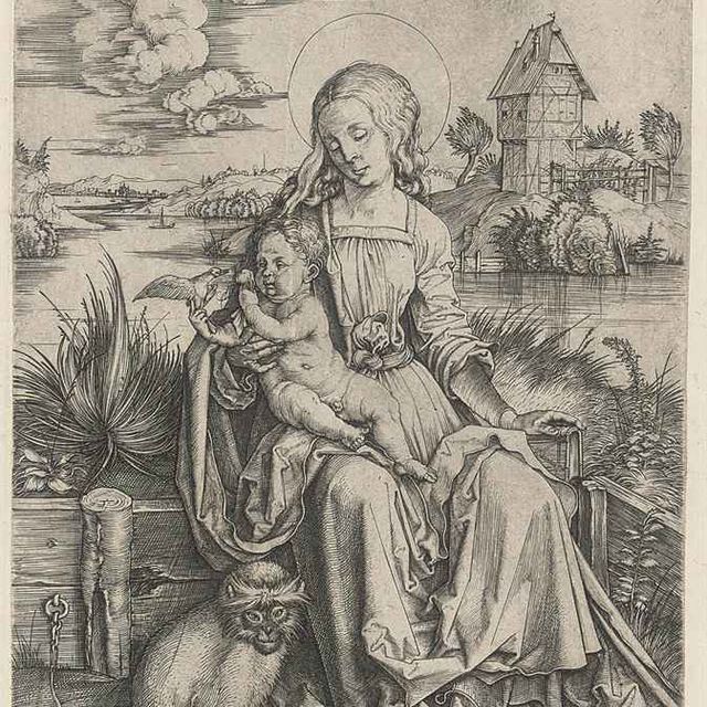 Albrecht Dürer — Богородица с младенцем и обезьяной (Барч, 42 года; Медер, Холстейн, 30 лет)