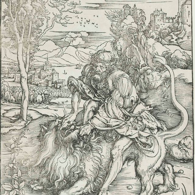 Albrecht Dürer — Самсон, терзающий льва (Барч - 2; Медер, Холстейн - 107; Шох, Менде и Шербаум - 127)
