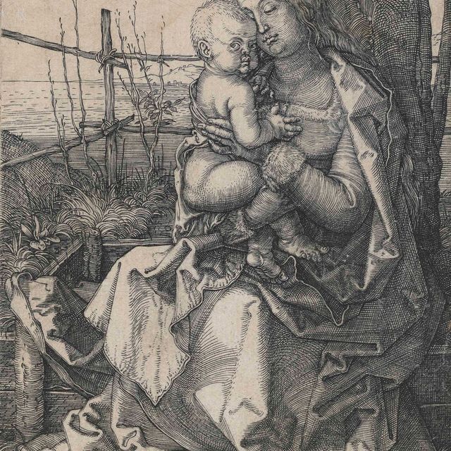 Albrecht Dürer — Богородица с Младенцем, сидящие у дерева