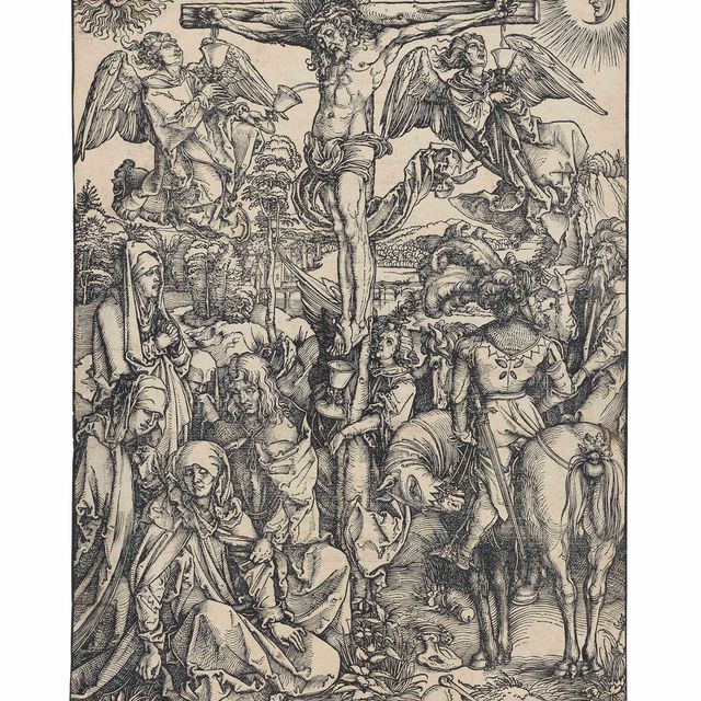 Albrecht Dürer — Христос на кресте, с большой гравюры на дереве "Страсти Господни".