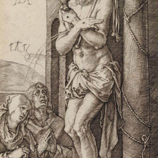 Albrecht Dürer — Скорбящий человек у колонны, из гравюры "Страсти" (B.; M.; H. 3)