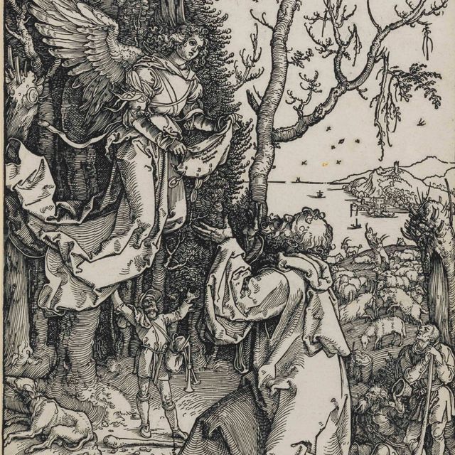 Albrecht Dürer — Иоахим и ангел, из книги "Жизнь Пресвятой Девы" (Барч, 78; Медер, Холстейн, 190; Шох, Менде и Шербаум, 168)