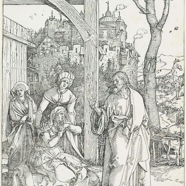 Albrecht Dürer — Христос, прощающийся со Своей Матерью, из "Жизни Богородицы" (Барч, 92; Медер, Холстейн, 204)