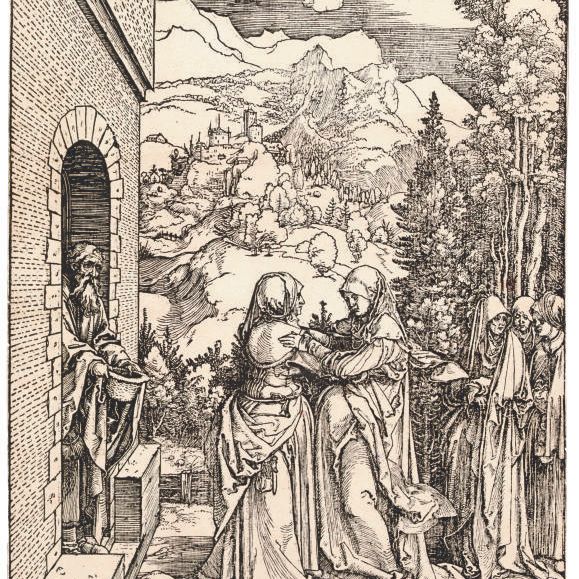 Albrecht Dürer — "Посещение", иллюстрация 9 из "Жизни Пресвятой Девы" (Б. 84; Х. и М. 196)