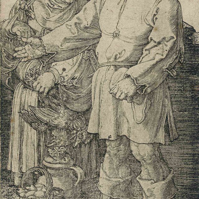 Albrecht Dürer — Крестьянская пара на рынке (Б., М., Холл. 89; С.М.С. 88)