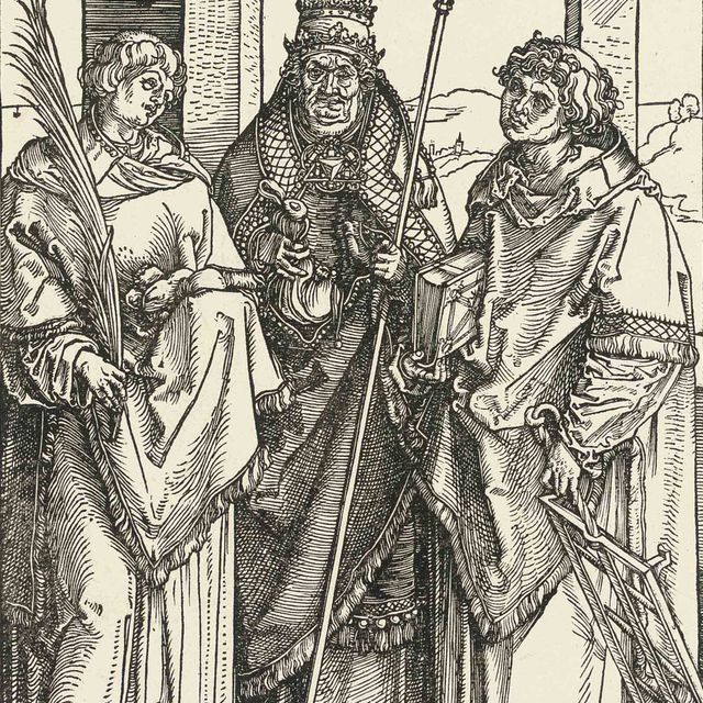 Albrecht Dürer — Святые Стефан, Сикст и Лаврентий (Б. 108; М., гл. 235; С.М.С. 140)