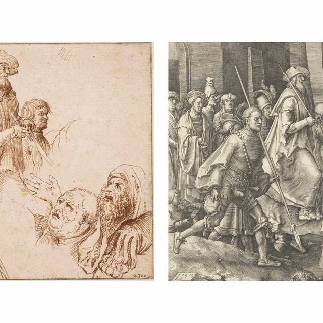 Albrecht Dürer — Лист с этюдами по гравюрам Лукаса ван Лейдена и Альбрехта Дюрера