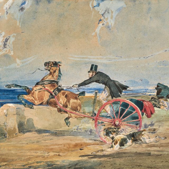 Alfred De Dreux — Рыцарь, с удовольствием участвующий в галопе, с девушкой и двумя кавалерами