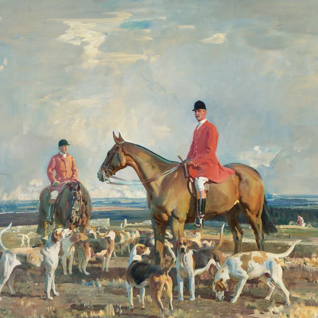 Alfred James Munnings — Седьмой граф Батерст, член Королевской семьи Великобритании, с Уиллом Буром, охотником