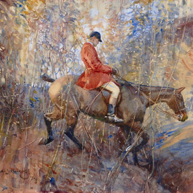 Alfred James Munnings — Охотник, едущий верхом через чащу