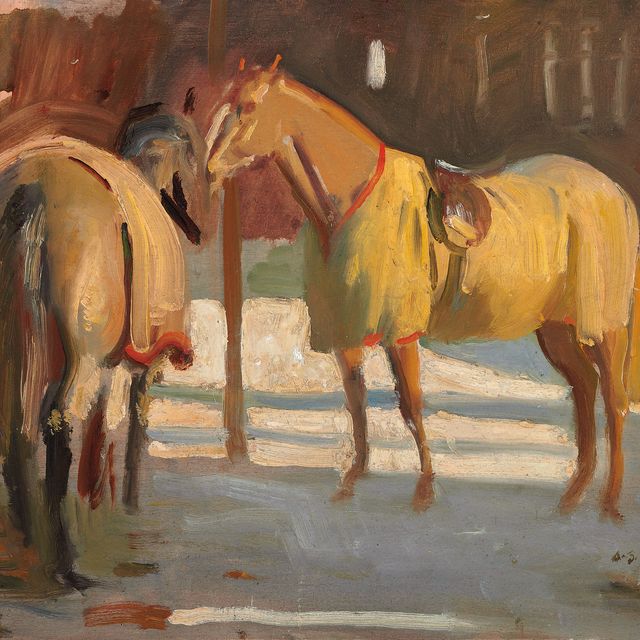 Alfred James Munnings — Две лошади в попонах для прогулок
