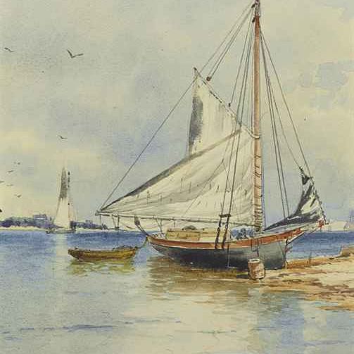 Alfred Thompson Bricher — Шлюп, оснащенный багром