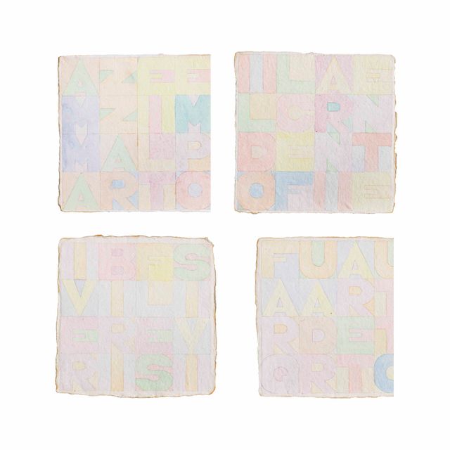 Alighiero Boetti — (i) Встреча в темпе (Новая четверка) (ii) Я наслаждаюсь дальним сном (Новая четверка) (iii) Я говорю без обиняков (Новая четверка) (iv) Я иду в Дальний угол (Новая четверка)