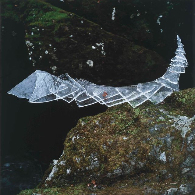 Andy Goldsworthy — Лед, каждый кусочек которого вмерзает в следующий, вокруг лунки, Йоркширская скульптура, Дамфрисшир, 7 января 1987 года