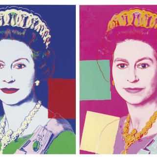 Andy Warhol — Королева Соединенного Королевства Елизавета, от правящих королев : две таблички (см. F. & S. 334; и см. F. & S. 337)