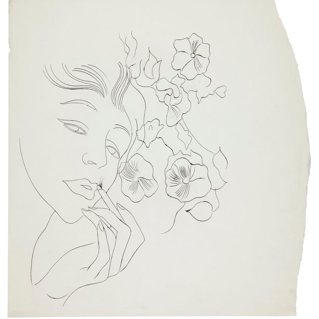 Andy Warhol — Женская головка и цветы