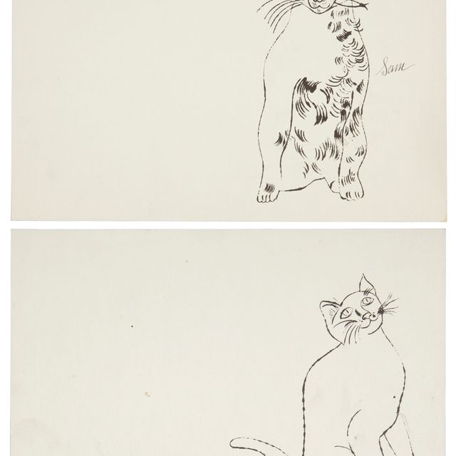 Andy Warhol — 25 кошек по имени [d] Сэм и одна голубая киска : две таблички (см. F. & S. IV.53B и IV.68B)
