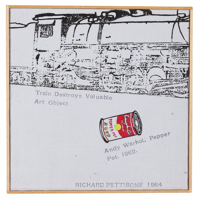 Andy Warhol — Поезд уничтожает ценный предмет искусства; Энди Уорхол, "Банка супа Кэмпбелла", 1962
