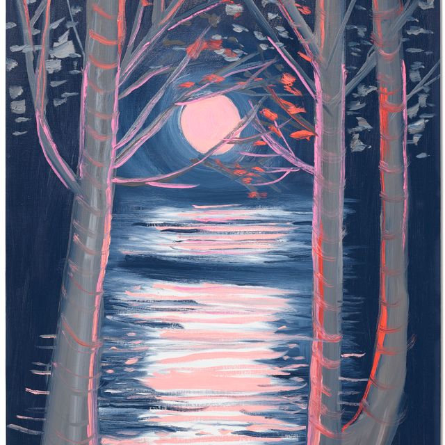 Ann Craven — Маленькая Луна (Восход полный, Нежно-красные деревья), 2021