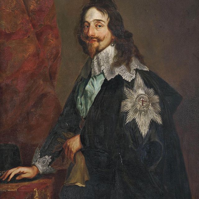 Anthony van Dyck — Портрет короля Карла I (1600-1649), в три четверти роста, с орденом Подвязки, в перчатке на левой руке, в шляпе на правой