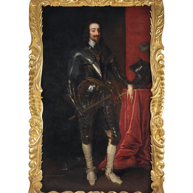 Anthony van Dyck — Портрет короля Карла I, стоящего в полный рост, в доспехах, с жезлом в руках, у задрапированного стола в шлеме