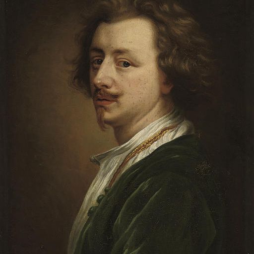 Anthony van Dyck — Автопортрет художника, во весь рост, в синем халате и белой рубашке