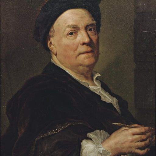 Anton Raphael Mengs — Портрет Луи де Сильвестра (1675-1760) в полный рост, с пером в руке и опирающимся на портфель